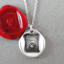 Load image into Gallery viewer, Silver Skull Wax Seal Necklace -antique wax seal charm jewelry Memento Mori
