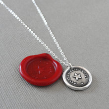 Load image into Gallery viewer, North Star Wax Seal Necklace - Antique Wax Seal Jewelry With Guiding Star Polaris French motto I Trust It
