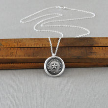 Load image into Gallery viewer, North Star Wax Seal Necklace - Antique Wax Seal Jewelry With Guiding Star Polaris French motto I Trust It