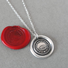 Load image into Gallery viewer, Wax Seal Necklace Slow But Sure antique Tortoise jewelry Turtle charm Endurance Determination - RQP Studio