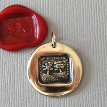 Load image into Gallery viewer, Wax Seal Charm Trees Distant Love Motto - antique wax seal jewelry pendant motto Vain Destiny Separates Us - RQP Studio