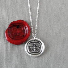 Load image into Gallery viewer, Silver Bee Wax Seal Necklace - Live Life To The Fullest - antique wax seal jewelry - RQP Studio