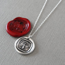 Load image into Gallery viewer, Silver Bee Wax Seal Necklace - Live Life To The Fullest - antique wax seal jewelry - RQP Studio