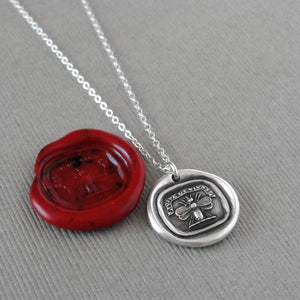 Silver Bee Wax Seal Necklace - Live Life To The Fullest - antique wax seal jewelry - RQP Studio