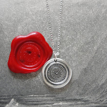 Load image into Gallery viewer, Quiet Without Active Within - Silver Wax Seal Necklace Keep Calm - RQP Studio