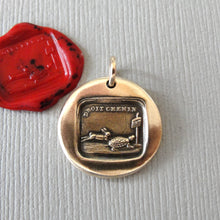 Load image into Gallery viewer, Tortoise and Hare Wax Seal Charm - Aesop Fable Antique Bronze Wax Seal Jewelry Pendant