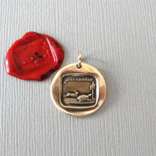 Load image into Gallery viewer, Tortoise and Hare Wax Seal Charm - Aesop Fable Antique Bronze Wax Seal Jewelry Pendant