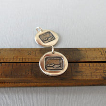Load image into Gallery viewer, Tortoise and Hare Wax Seal Charm - Aesop Fable Antique Bronze Wax Seal Jewelry Pendant