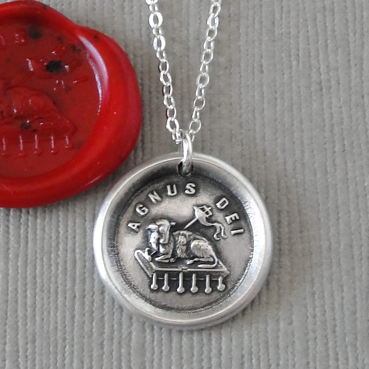 Lamb of God Wax Seal Necklace - Agnus Dei - Latin religious