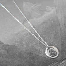 Load image into Gallery viewer, I Love - Silver Wax Seal Necklace With Peace Dove Latin Motto Amo