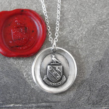 Load image into Gallery viewer, I Love - Silver Wax Seal Necklace With Peace Dove Latin Motto Amo