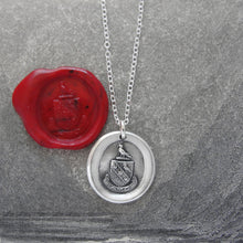 Load image into Gallery viewer, I Love - Silver Wax Seal Necklace With Peace Dove Latin Motto Amo