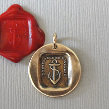 Load image into Gallery viewer, Anchor Wax Seal Pendant - Hope Sustains Me Antique Bronze Wax Seal Jewelry