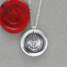 Load image into Gallery viewer, Wax Seal Necklace Do Not Despair - Hope Anchor - Antique Silver Wax Seal Charm Jewelry