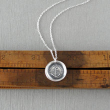 Load image into Gallery viewer, Wax Seal Necklace Do Not Despair - Hope Anchor - Antique Silver Wax Seal Charm Jewelry