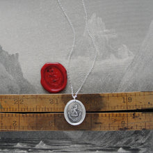 Load image into Gallery viewer, By Courage Not Stratagem - Silver Wax Seal Necklace Rampant Lion Bravery
