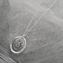 Load image into Gallery viewer, By Courage Not Stratagem - Silver Wax Seal Necklace Rampant Lion Bravery