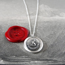 Load image into Gallery viewer, By Courage Not Stratagem - Silver Wax Seal Necklace Rampant Lion Bravery