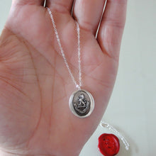 Load image into Gallery viewer, By Courage Not Stratagem - Silver Wax Seal Necklace Rampant Lion Bravery