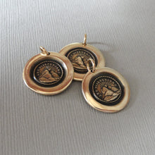 Load image into Gallery viewer, Wax Seal Charm - Until We Meet Again - Antique Bronze Wax Seal Jewelry Pendant Sun Setting German motto