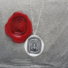 Load image into Gallery viewer, Honey Bee Silver Wax Seal Necklace - Industrious Honeybee Wax Seal Jewelry