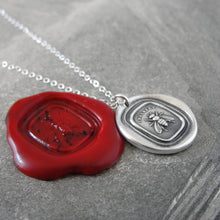 Load image into Gallery viewer, Honey Bee Silver Wax Seal Necklace - Industrious Honeybee Wax Seal Jewelry
