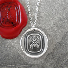 Load image into Gallery viewer, Honey Bee Silver Wax Seal Necklace - Industrious Honeybee Wax Seal Jewelry