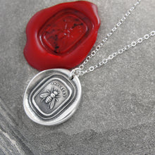 Load image into Gallery viewer, Honey Bee Silver Wax Seal Necklace - Industrious Honeybee Wax Seal Jewelry