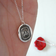 Load image into Gallery viewer, Honey Bee Silver Wax Seal Necklace - Industrious Honeybee Wax Seal Jewelry