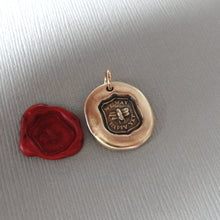 Load image into Gallery viewer, Bee Wax Seal Charm - We May Be Happy Yet - Bronze Jewelry