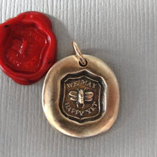 Load image into Gallery viewer, Bee Wax Seal Charm - We May Be Happy Yet - Bronze Jewelry