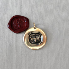 Load image into Gallery viewer, Bee Wax Seal Pendant - Live Life To The Fullest - antique wax seal charm jewelry with Latin motto
