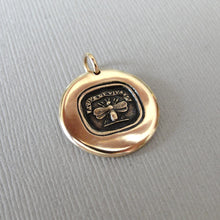 Load image into Gallery viewer, Bee Wax Seal Pendant - Live Life To The Fullest - antique wax seal charm jewelry with Latin motto