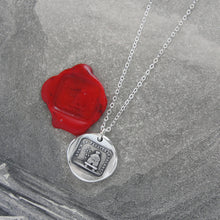 Load image into Gallery viewer, Secrets - Silver Wax Seal Necklace with Beehive - Honey Bee antique wax seal charm jewelry