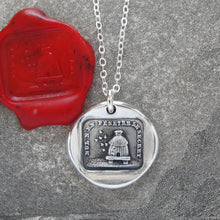 Load image into Gallery viewer, Secrets - Silver Wax Seal Necklace with Beehive - Honey Bee antique wax seal charm jewelry