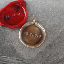 Load image into Gallery viewer, I Believe - Wax Seal Pendant - French motto antique wax seal jewelry charm - RQP Studio