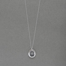 Load image into Gallery viewer, By Faith And Work - Miniature Silver Wax Seal Necklace - Victory Symbol Laurel
