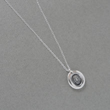 Load image into Gallery viewer, By Faith And Work - Miniature Silver Wax Seal Necklace - Victory Symbol Laurel