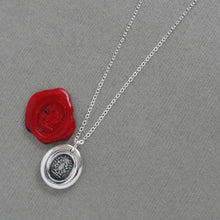 Load image into Gallery viewer, By Faith And Work - Miniature Silver Wax Seal Necklace - Victory Symbol Laurel