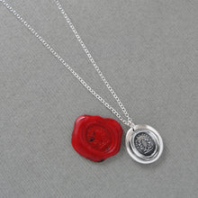 Load image into Gallery viewer, By Faith And Work - Miniature Silver Wax Seal Necklace - Victory Symbol Laurel