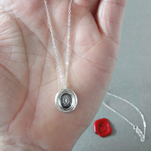 Load image into Gallery viewer, By Faith And Work - Miniature Silver Wax Seal Necklace - Victory Symbol Laurel