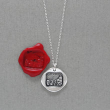 Load image into Gallery viewer, Calm In The Storm - Silver Wax Seal Necklace - Stay Calm Motto Jewelry