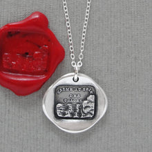 Load image into Gallery viewer, Calm In The Storm - Silver Wax Seal Necklace - Stay Calm Motto Jewelry