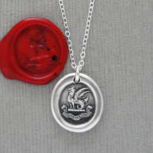 Load image into Gallery viewer, Foreseen Misfortunes Perish - Wax Seal Necklace With Cockatrice Antique Silver Jewelry