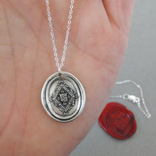 Load image into Gallery viewer, Victorian Ornate Lozenge - Wax Seal Necklace Cross Moline - Antique Silver Faith Wax Seal Jewelry