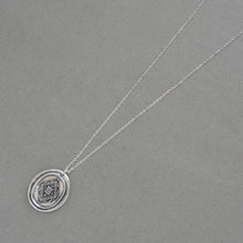 Load image into Gallery viewer, Victorian Ornate Lozenge - Wax Seal Necklace Cross Moline - Antique Silver Faith Wax Seal Jewelry