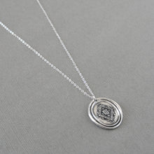 Load image into Gallery viewer, Victorian Ornate Lozenge - Wax Seal Necklace Cross Moline - Antique Silver Faith Wax Seal Jewelry