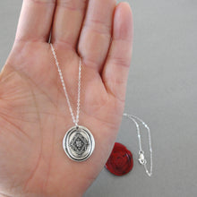 Load image into Gallery viewer, Victorian Ornate Lozenge - Wax Seal Necklace Cross Moline - Antique Silver Faith Wax Seal Jewelry