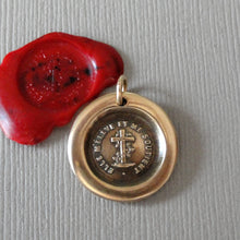 Load image into Gallery viewer, Cross Wax Seal Charm - Faith Uplifts & Supports antique wax seal jewelry pendant French motto