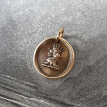 Load image into Gallery viewer, Crowned Lion Bronze Wax Seal Pendant - Dauntless Courage - RQP Studio